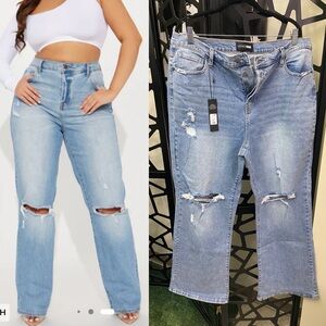 Fashion Nova Medium Blue Straight Leg Jeans